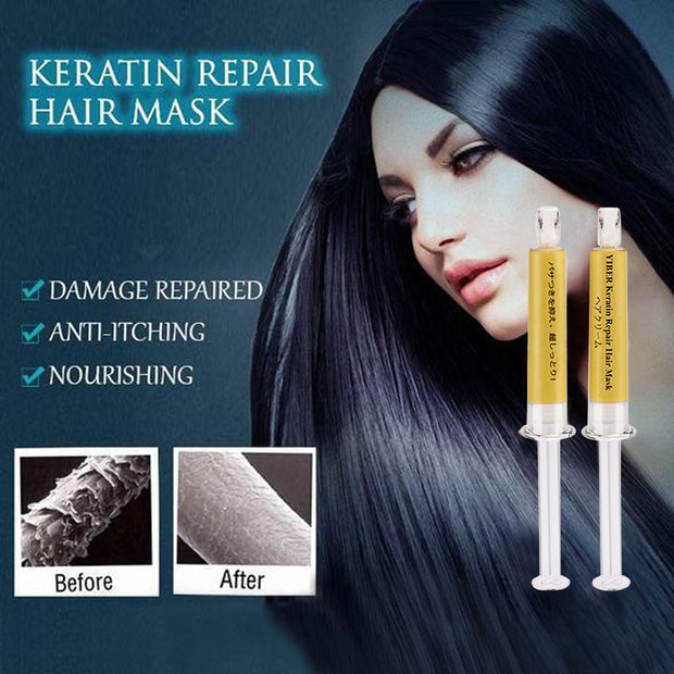 Keratin Repair Hair Mask, Dry Damaged maintenance Keratin Repair Treatment Hair Mask, 1 Box 2PCS
